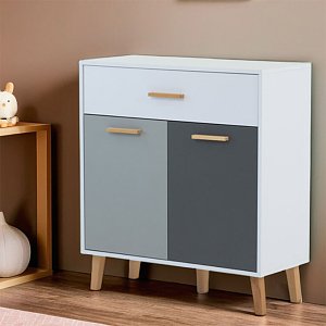 Κομότα Timmy Λευκό-Γραφίτη-Γκρι 84x36x92cm TO-TIMMYCHEST2D1S