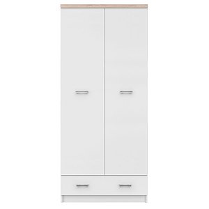 Ντουλάπα Δίφυλλη Top Mix Λευκή με Sonoma 80x57x183cm TO-TOP2D1S80W
