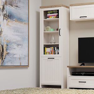 Βιτρίνα VERNE Μονόφυλλη 59.7x37.2x191.6cm Λευκό-Φυσικός Δρυς TO-VERNEWIT1W1D