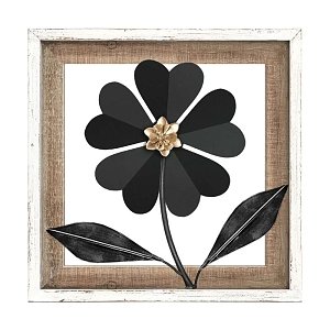 ΔΙΑΚΟΣΜΗΤΙΚΟ ΤΟΙΧΟΥ Fylliana "Flower" ΜΕΤΑΛΛΟ-ΞΥΛΟ ΜΑΥΡΟ-ΛΕΥΚΟ 30.5x3x30.5εκ sls 125-222-352