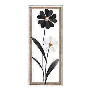 ΔΙΑΚΟΣΜΗΤΙΚΟ ΤΟΙΧΟΥ Fylliana "Flower" ΜΕΤΑΛΛΟ-ΞΥΛΟ ΜΑΥΡΟ-ΛΕΥΚΟ 30.5x3x71.10εκ sls 125-222-349