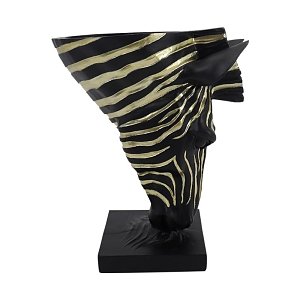 ΕΠΙΤΡΑΠΕΖΙΟ ΒΑΖΟ Fylliana "Zebra" ΜΑΥΡΟ-ΧΡΥΣΟ ΧΡΩΜΑ 21,5x13x25,5εκ 253-223-503