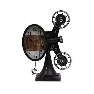 ΕΠΙΤΡΑΠΕΖΙΟ ΡΟΛΟΙ Fylliana "Vintage Movie Machine" ΜΕΤΑΛΛΙΚΟ ΜΑΥΡΟ ΧΡΩΜΑ 21.5x11x30εκ sls 125-222-345