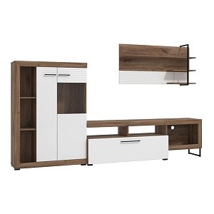 ΚΕΝΤΡΟ ΨΥΧΑΓΩΓΙΑΣ-ΣΥΝΘΕΣΗ CAEN FLAGSTAFF OAK-ΛΕΥΚΟ HIGH GLOSS FOIL 263x40x170εκ 11011916