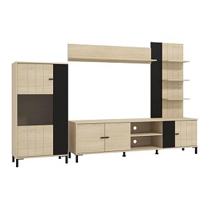 ΚΕΝΤΡΟ ΨΥΧΑΓΩΓΙΑΣ-ΣΥΝΘΕΣΗ CAMARGUE OAK-BLACK OAK 263x40x167εκ 11014735