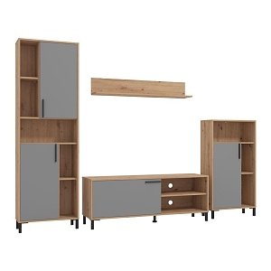 ΚΕΝΤΡΟ ΨΥΧΑΓΩΓΙΑΣ-ΣΥΝΘΕΣΗ CANTAL ARTISAN OAK-ΓΚΡΙ ΓΡΑΦΙΤΗΣ 279x38x192,5εκ 11012256