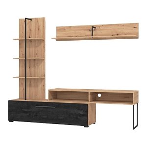 ΚΕΝΤΡΟ ΨΥΧΑΓΩΓΙΑΣ-ΣΥΝΘΕΣΗ EVORA ARTISAN OAK-CARBON 205x41x173εκ 11011202