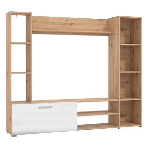 ΚΕΝΤΡΟ ΨΥΧΑΓΩΓΙΑΣ-ΣΥΝΘΕΣΗ MATARO ARTISAN OAK-ΛΕΥΚΟ 185x35x155εκ 11011444