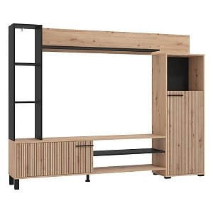ΚΕΝΤΡΟ ΨΥΧΑΓΩΓΙΑΣ-ΣΥΝΘΕΣΗ RETIMNO ARTISAN OAK-ARTISAN OAK ΜΕ ΜΑΥΡΕΣ ΓΡΑΜΜΕΣ-ΜΑΥΡΟ 208x33x158εκ 11013492