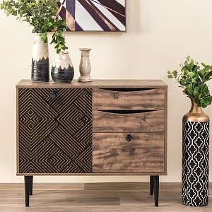 ΚΟΜΟΤΑ Fylliana "Home" ΜΑΥΡΟ ΜΕ GREY OAK 90x39.5x75εκ 271-00-022