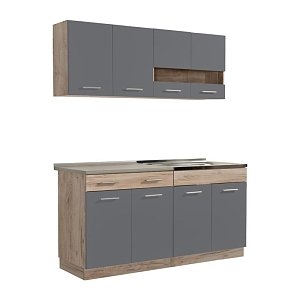 ΚΟΥΖΙΝΑ DALILA 160 GREY OAK / ΓΚΡΙ 160x51,5x206,5εκ 11008333