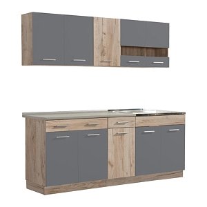ΚΟΥΖΙΝΑ DALILA 200 GREY OAK / ΓΚΡΙ 200x51,5x206,5εκ 11008335