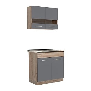 ΚΟΥΖΙΝΑ DALILA 80S GREY OAK / ΓΚΡΙ 80x51,5x206,5εκ 11008361