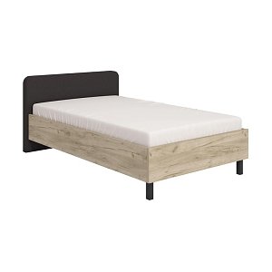 ΚΡΕΒΑΤΙ BARLETTA 120 GREY OAK ΜΕ ΓΚΡΙ ΥΦΑΣΜΑ ΚΑΙ ΜΑΥΡΑ ΠΟΔΙΑ 131x213,5x85,5εκ (120x200) 11012525