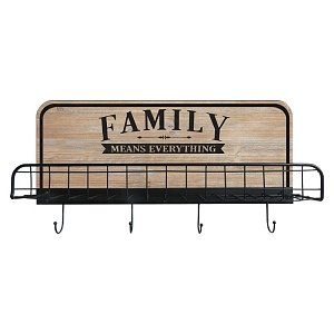 ΚΡΕΜΑΣΤΡΑ ΤΟΙΧΟΥ ΜΕ ΡΑΦΙ Fylliana "Family" ΜΕΤΑΛΛΟ-ΞΥΛΟ ΜΑΥΡΟ-ΦΥΣΙΚΟ 60x12x31εκ sls 125-222-354