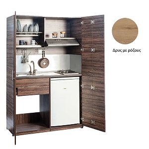 Πολυκουζινάκι Silver ΚΣ125 με πόρτες 125x209x65 Δρυς με Ρόζους