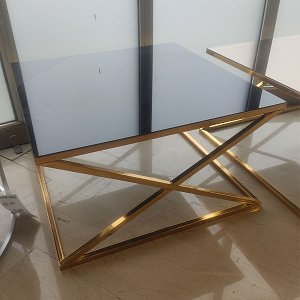 Τραπεζάκι Σαλονιού Lex Χρυσό-Μαύρο 80x80x45 752-G2 951-027-0121