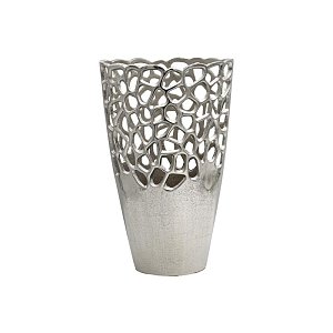ΜΕΤΑΛΛΙΚΟ ΒΑΖΟ Fylliana FL8852 ΑΣΗΜΙ ΧΡΩΜΑ 21x13x31εκ 934-225-050