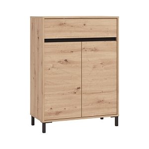 ΠΑΠΟΥΤΣΟΘΗΚΗ FLANNAN 2K1F2V ARTISAN OAK/ΜΑΥΡΟ MATT ΧΡΩΜΑ 80x40x110εκ 11014082