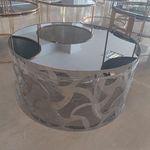 Τραπεζάκι Σαλονιού Pervane Ασημί-Ασημί Καθρέφτης 78x78x39.5 753-K 951-027-0149