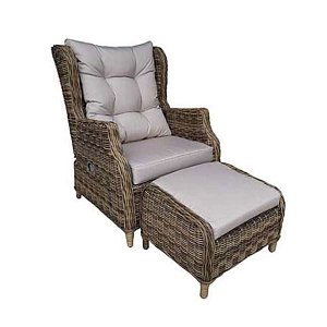 Πολυθρόνα με Υποπόδιο Wicker Rattan Karma 200-02-013