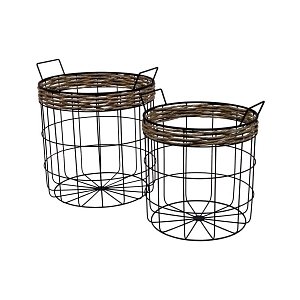 ΣΕΤ 2 ΜΕΤΑΛΛΙΚΑ ΚΑΛΑΘΙΑ Fylliana ΜΑΥΡΟ ΧΡΩΜΑ 39x37x42,5εκ 128-123-081