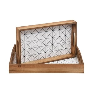 ΣΕΤ 2 ΞΥΛΙΝΟΙ ΔΙΣΚΟΙ Fylliana ΚΑΦΕ-ΛΕΥΚΟ ΧΡΩΜΑ 42x28x7εκ sls 128-123-080