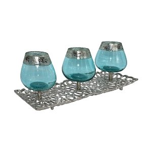 ΣΕΤ 3 ΓΥΑΛΙΝΑ ΡΕΣΩ Fylliana FL6675 ΑΣΗΜΙ-ΣΙΕΛ ΧΡΩΜΑ 50x16x17εκ 942-124-006
