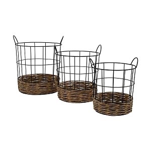 ΣΕΤ 3 ΜΕΤΑΛΛΙΚΑ ΚΑΛΑΘΙΑ Fylliana ΜΑΥΡΟ ΧΡΩΜΑ 36x34x40,5εκ 128-123-082