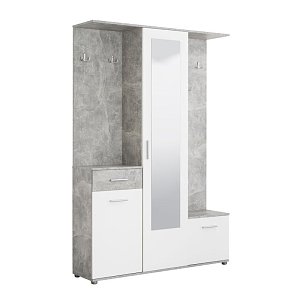 ΣΤΑΝΤ ΧΩΛ ΚΑΙ ΠΑΠΟΥΤΣΟΘΗΚΗ MARTIN ΓΚΡΙ CONCRETE-ΛΕΥΚΟ 133,5x33x197,5εκ fxtr 11008741