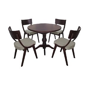 Τραπεζαρία σετ 5τμχ Ashley 1035 IN + Natalie 1027 IN Walnut 400-11-001