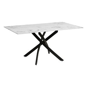 ΤΡΑΠΕΖΙ ΤΡΑΠΕΖΑΡΙΑΣ Fylliana FL102 MARBLE ΜΕ ΜΑΥΡΑ ΜΕΤΑΛΛΙΚΑ ΠΟΔΙΑ 140x80x75εκ 606-223-100