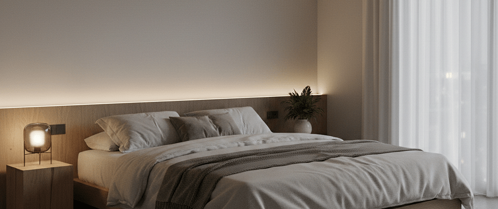 MultiHome inverter air conditioner in a modern bedroom using sleep mode for quiet and energy-efficient comfort