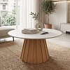 Τραπέζι σαλονιού Franzel pakoworld sintered stone σε όψη μαρμάρου-mdf σε φυσική απόχρωση Φ80x40εκ 029-000443