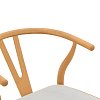 Καρέκλα Wishbone pakoworld rubberwood-ύφασμα σε φυσική-γκρι απόχρωση 51x58x73εκ 029-000462