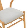Καρέκλα Wishbone pakoworld rubberwood-ύφασμα σε φυσική-γκρι απόχρωση 51x58x73εκ 029-000462