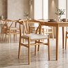 Καρέκλα Wishbone pakoworld rubberwood-ύφασμα σε φυσική-μπεζ απόχρωση 51x58x73εκ 029-000463