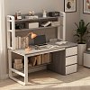 Γραφείο Soco pakoworld με ραφιέρα-MDF γκρι-λευκό 120x50x147εκ 072-000075