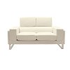 Καναπές Shea pakoworld 2θέσιος PU ivory-inox 158x80x87εκ 074-000011