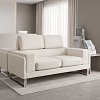 Καναπές Shea pakoworld 2θέσιος PU ivory-inox 158x80x87εκ 074-000011
