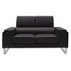 Καναπές Shea pakoworld 2θέσιος pu μαύρο-inox 158x80x87εκ 074-000012
