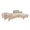 Kαναπές κρεβάτι τριθέσιος αναστρέψιμος Settee pakoworld ύφασμα με αποθηκευτικό χώρο σε μπεζ απόχρωση 286x204x93εκ 074-000042