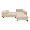 Kαναπές κρεβάτι τριθέσιος αναστρέψιμος Settee pakoworld ύφασμα με αποθηκευτικό χώρο σε μπεζ απόχρωση 286x204x93εκ 074-000042