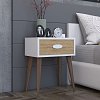 Κομοδίνο Laber pakoworld με ένα συρτάρι καρυδί-λευκό-sonoma 45x30x57.5εκ 120-000131