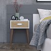 Κομοδίνο Laber pakoworld με ένα συρτάρι καρυδί-λευκό-sonoma 45x30x57.5εκ 120-000131