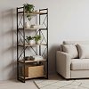 Βιβλιοθήκη Baker pakoworld καρυδί-μαύρο 66x34x180εκ 120-000330