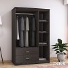 Ντουλάπα ρούχων τρίφυλλη OLYMPUS pakoworld χρώμα wenge 120x57x183εκ 123-000045