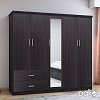 Ντουλάπα ρούχων πεντάφυλλη OLYMPUS pakoworld χρώμα wenge 198x57x183εκ 123-000047