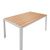 Τραπέζι Nares pakoworld αλουμίνιο λευκό-plywood φυσικό 140x80x72.5εκ 152-000004