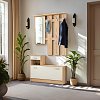 Έπιπλο εισόδου Jamie pakoworld φυσικό-λευκό 100x27.5x187εκ 173-000021